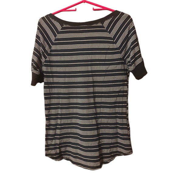 Ocean Pacific Striped V-Neck Tee Women’s XL Black & White 100% Cotton OP - Picture 2 of 3